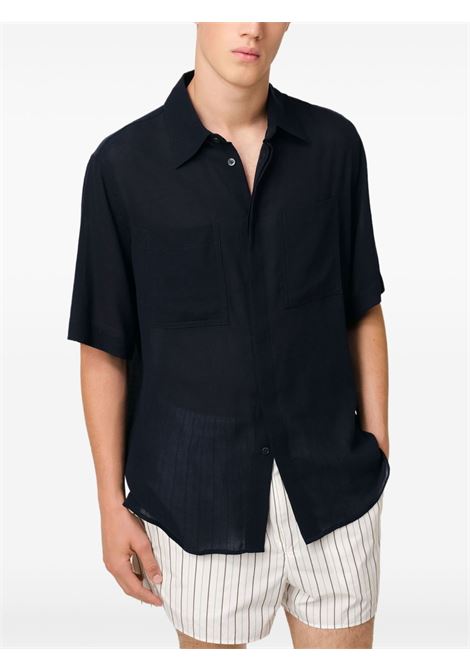 Camicia con tasche applicate in blu AMI Paris - uomo AMI PARIS | HSH252CO00984011